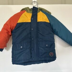 Little Me Toddler Puffer Jacket 2T Hooded Colorblock Winter Coat